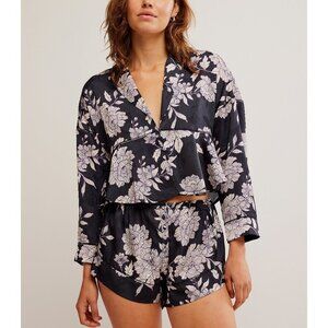 Free People Black Floral Pajama Set